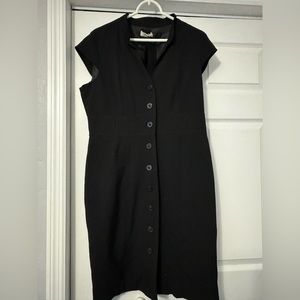 Black Calvin Klein Button Front Sheath Dress Tie Waist, Size 14